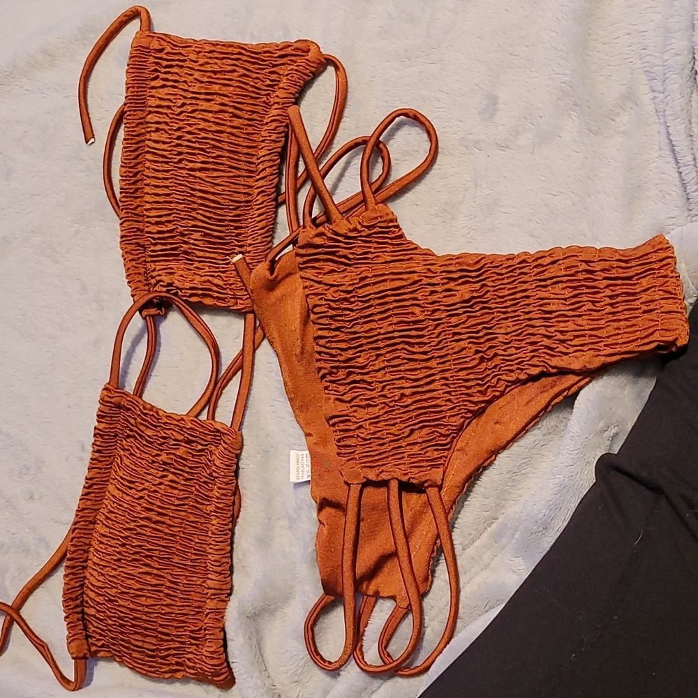 NEW NAFLEAP Women's Bikini Swimsuits Set Bandeau large